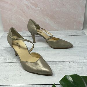 Paul Green Metallic Ankle Strap Heels 7.5 S85